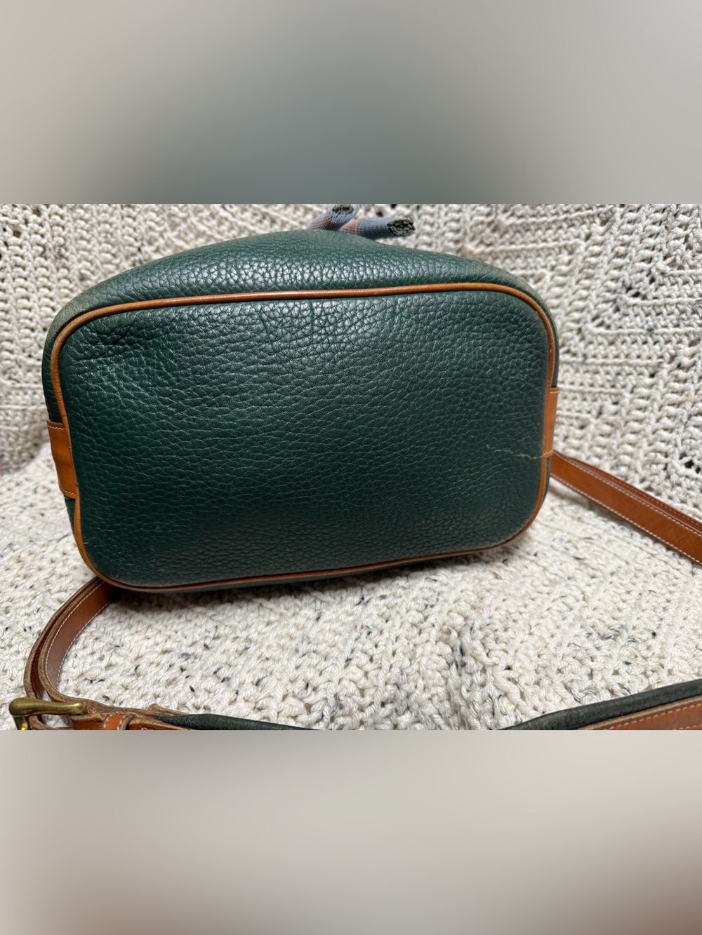 Vintage Dooney & Bourke Fir Green Drawstring Bucket Bag - Picture 10 of 12